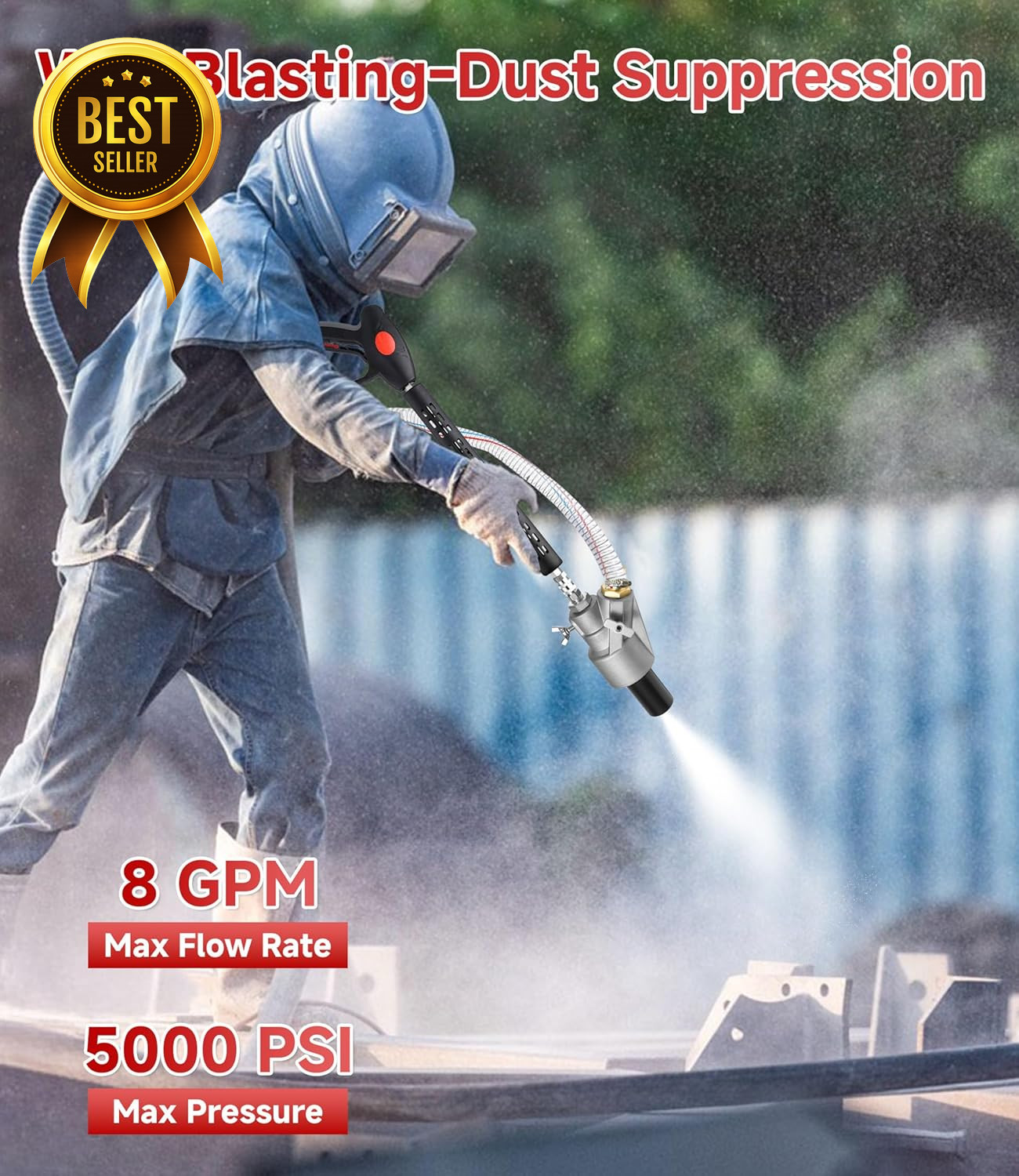 Pressure Washer Sandblasting Kit 5000 PSI Wet Sand Blaster Attachment 8.0 GPM Po