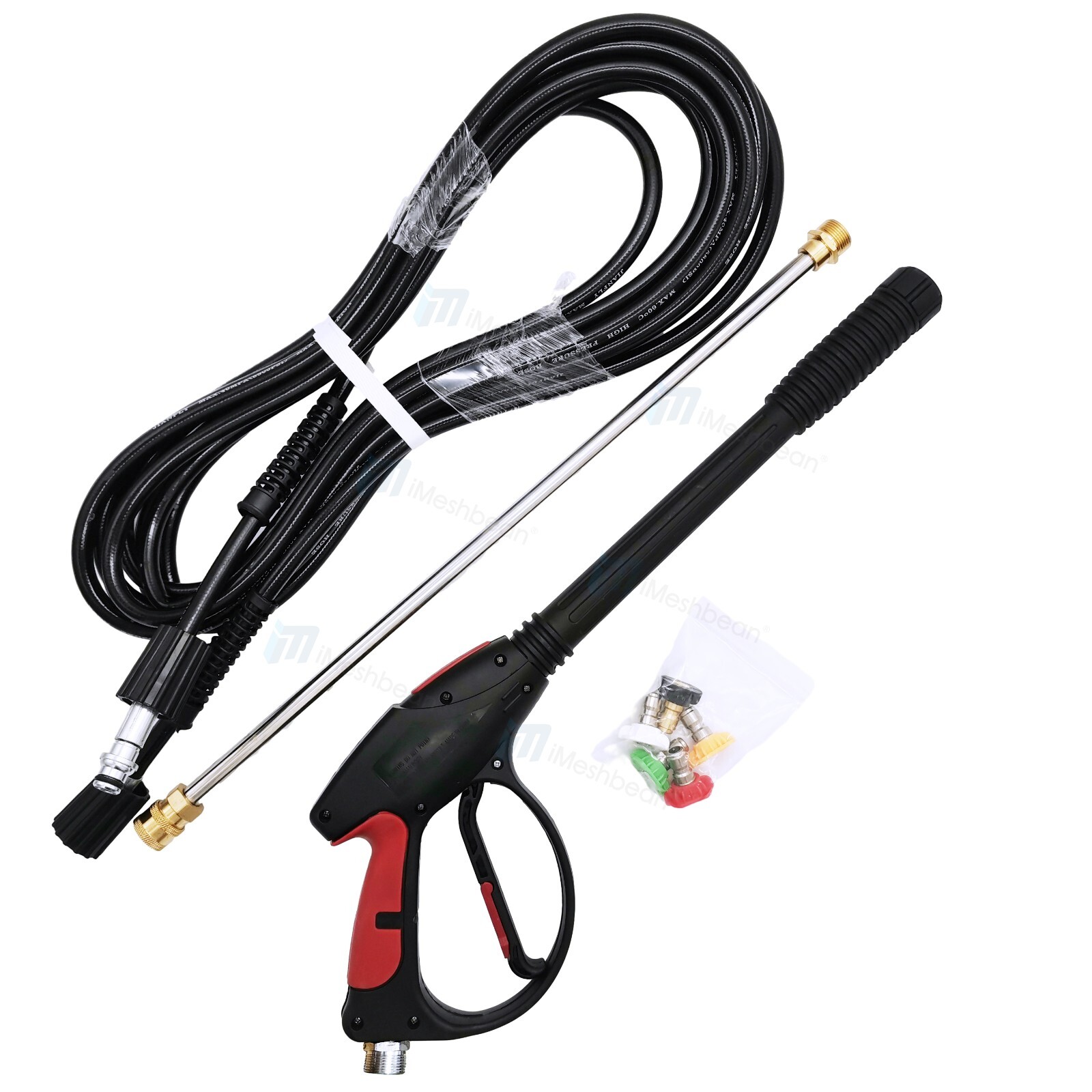 5800PSI High Pressure Power Washer Spray Gun Wand Lance Nozzle Tips Hose Kit M22