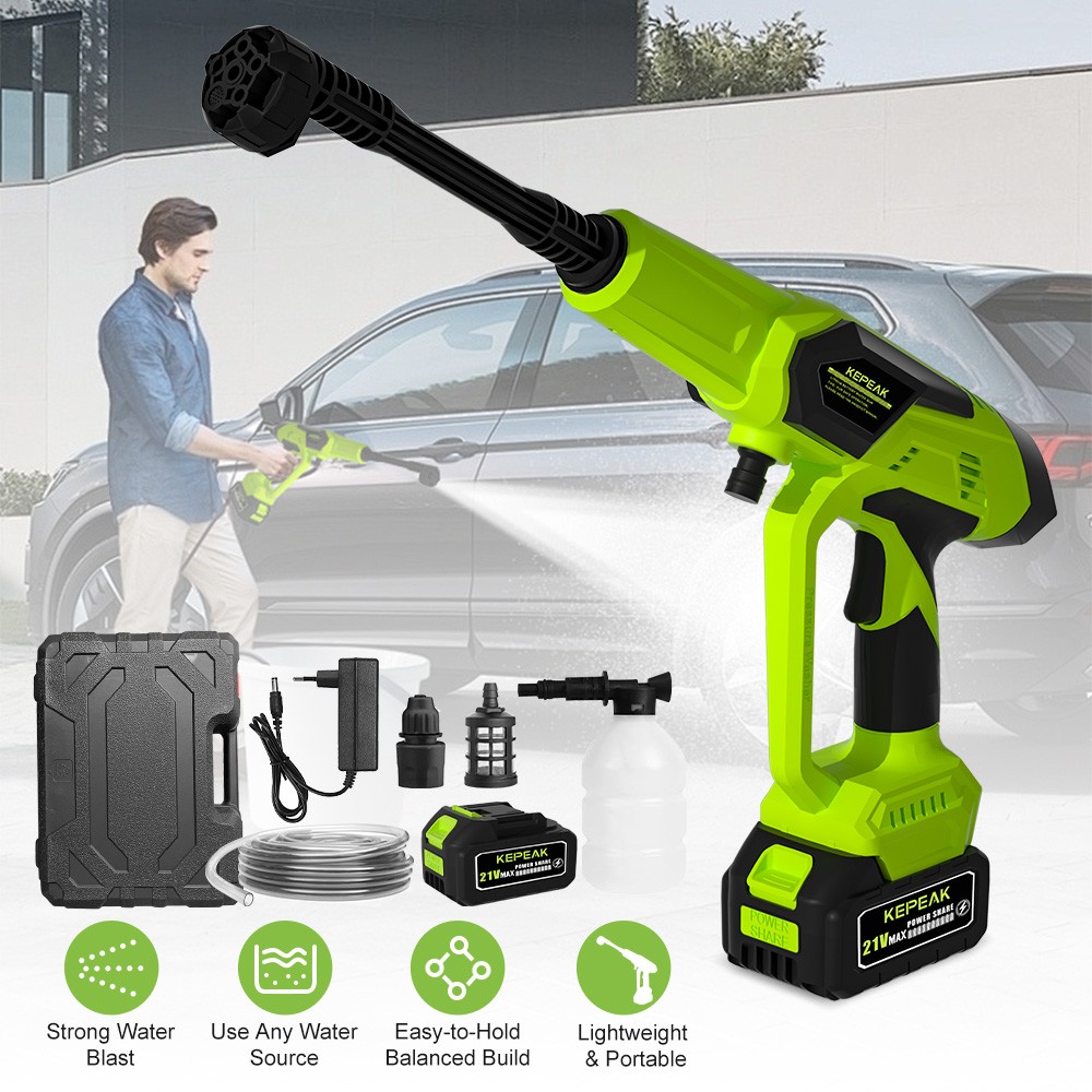 KEPEAK 1450PSI Cordless Pressure Washer Portable Power Cleaner W/6-in-1 Nozzle