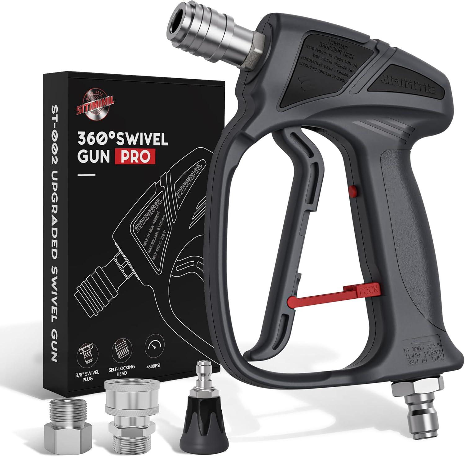 SITIMIMIL® Short Pressure Washer Gun Swivel Pro, Tangle-Free, Power Washer Gun w