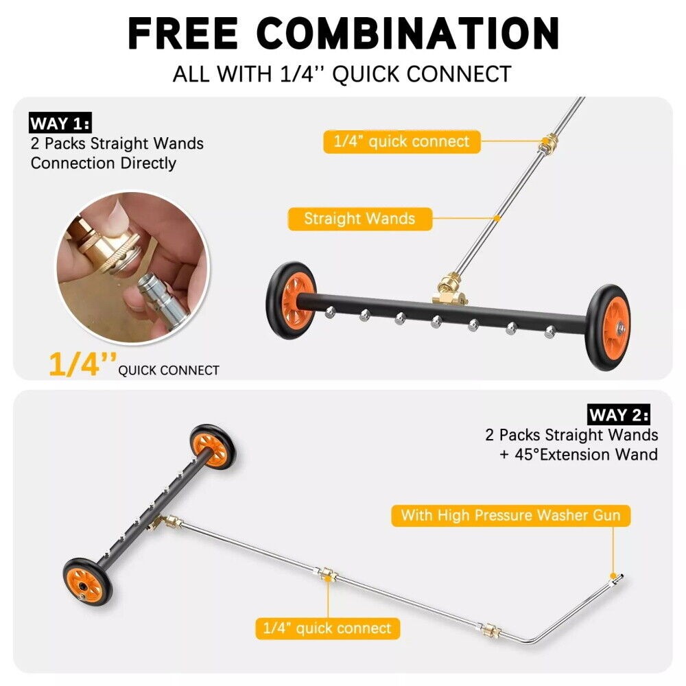 24″ 4000PSI Under Car Pressure Washer Undercarriage Cleaner Underbody Wash Broom