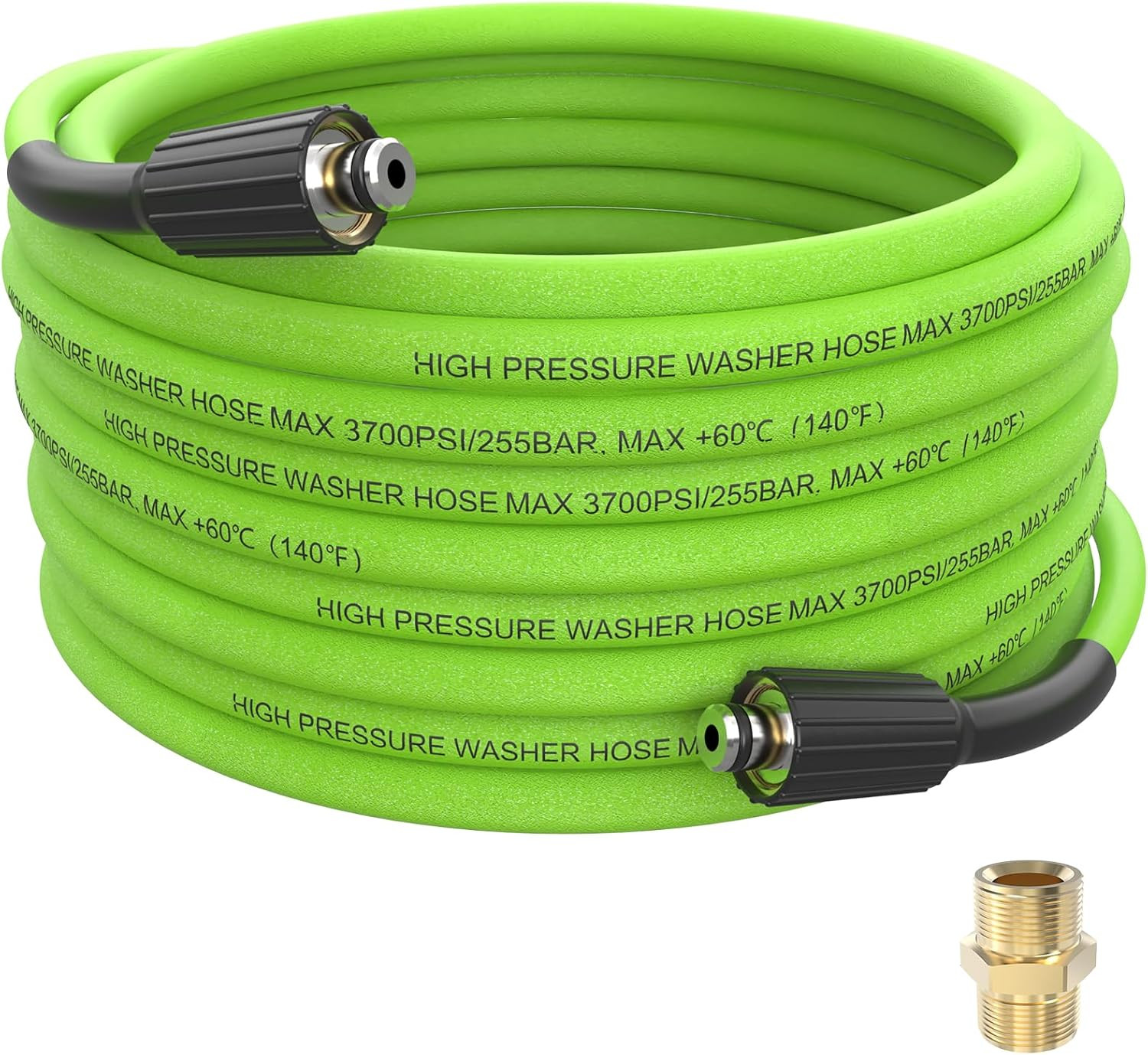 Pressure Washer Hose 50 FT, 1/4″ Super Flexible Green Power Washer Hose, 3700 PS