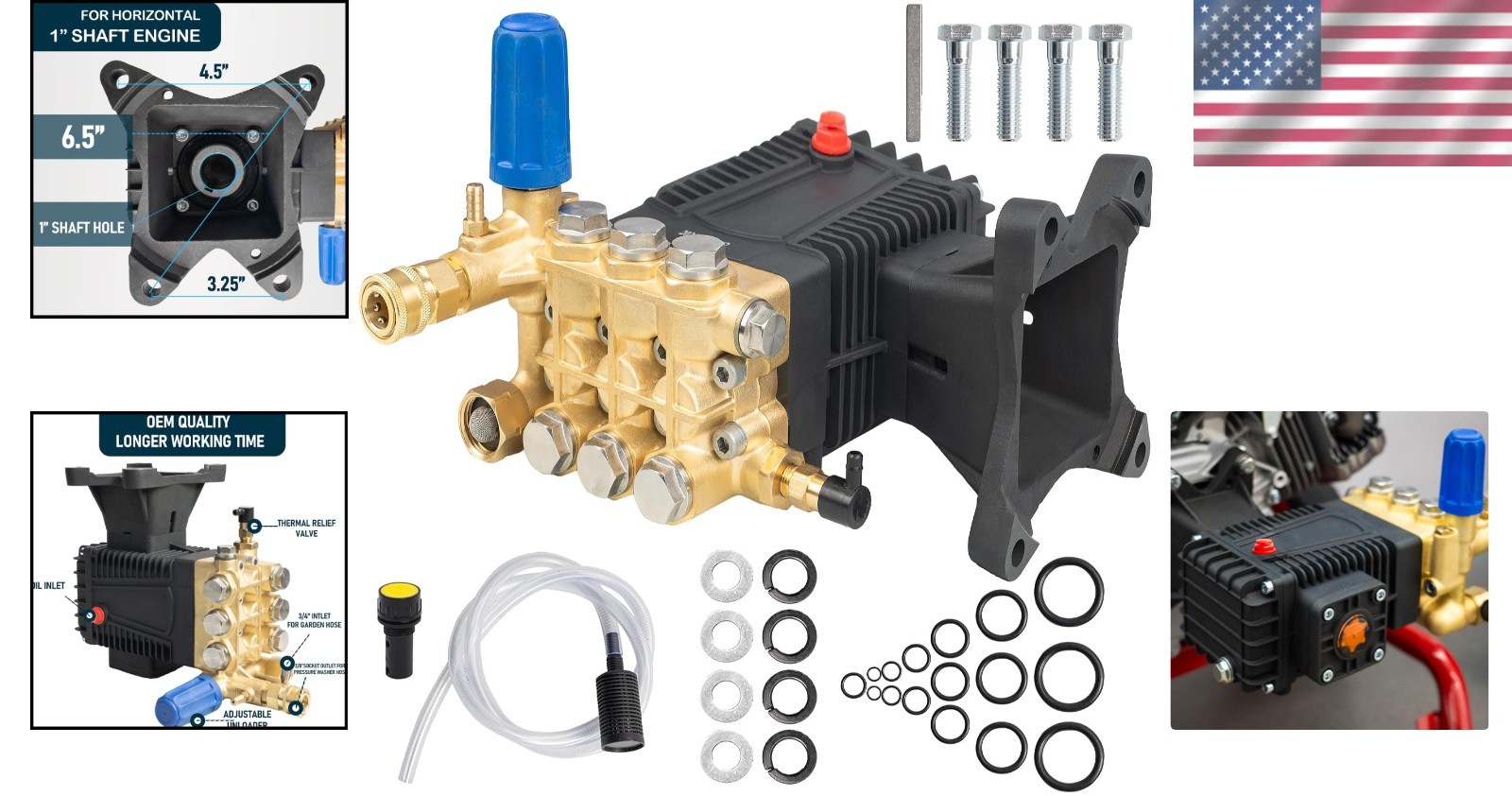 4400 PSI Aluminum Pressure Washer Pump – 4 GPM, Easy Setup, Compatible with S…
