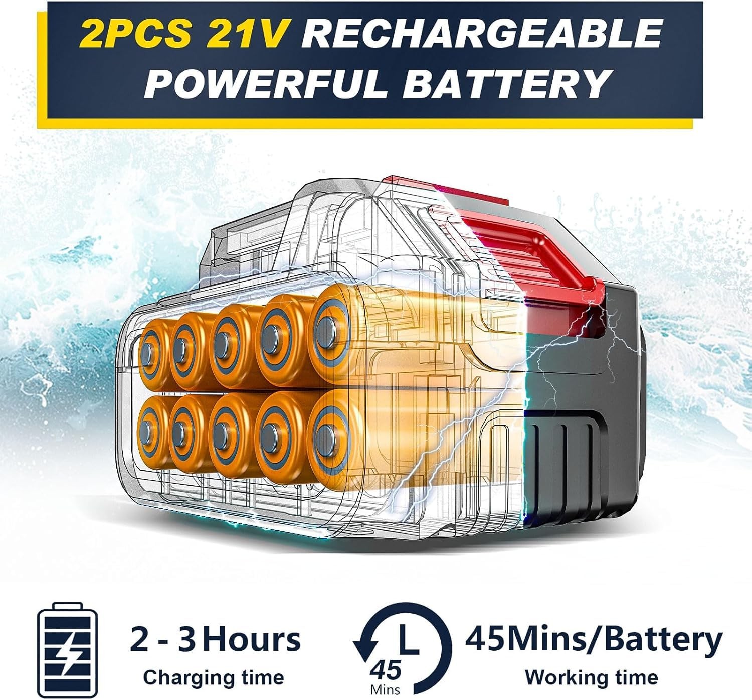 Highsam Cordless Portable Washer Brushless Motor 2X4000Mah Charger 6-In-1