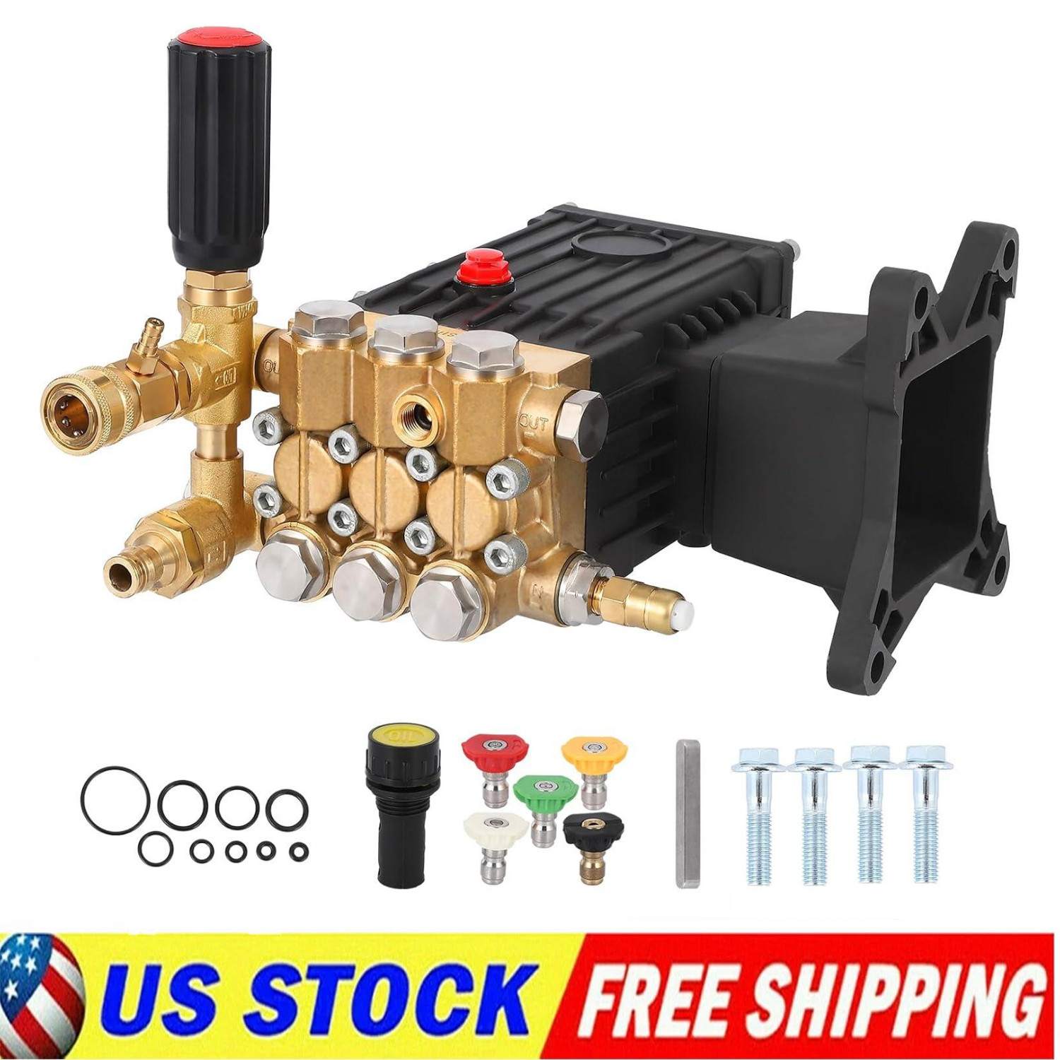 Pressure Washer Pump,4000 Psi, 4.4 GPM,1″ Shaft Horizontal Gas Power Washer Pump