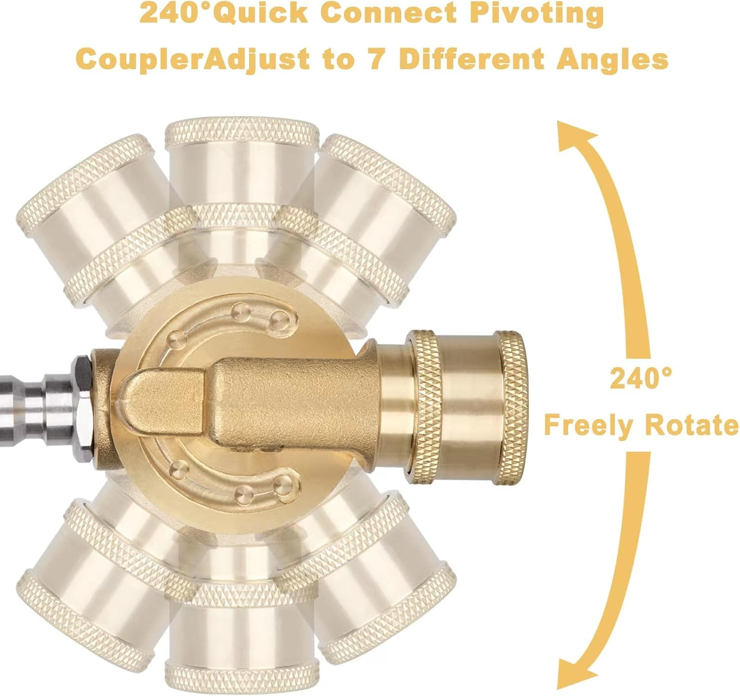 Pressure Washer Pivoting Coupler Kit – 240 Degree Rotation, Includes Gutter