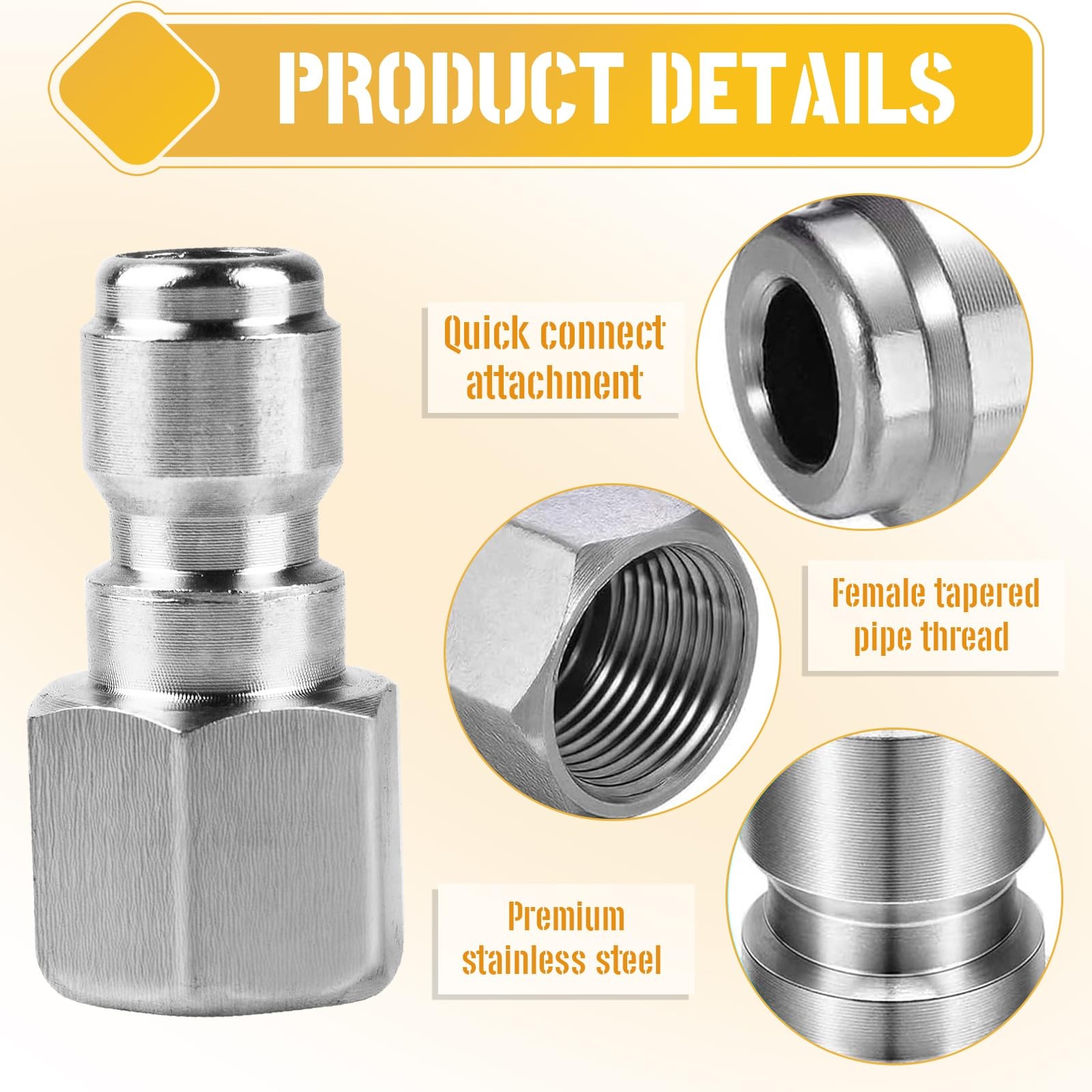 Stainless Steel 1/4 Inch Female NPT Pressure Washer Plug Quick Connect