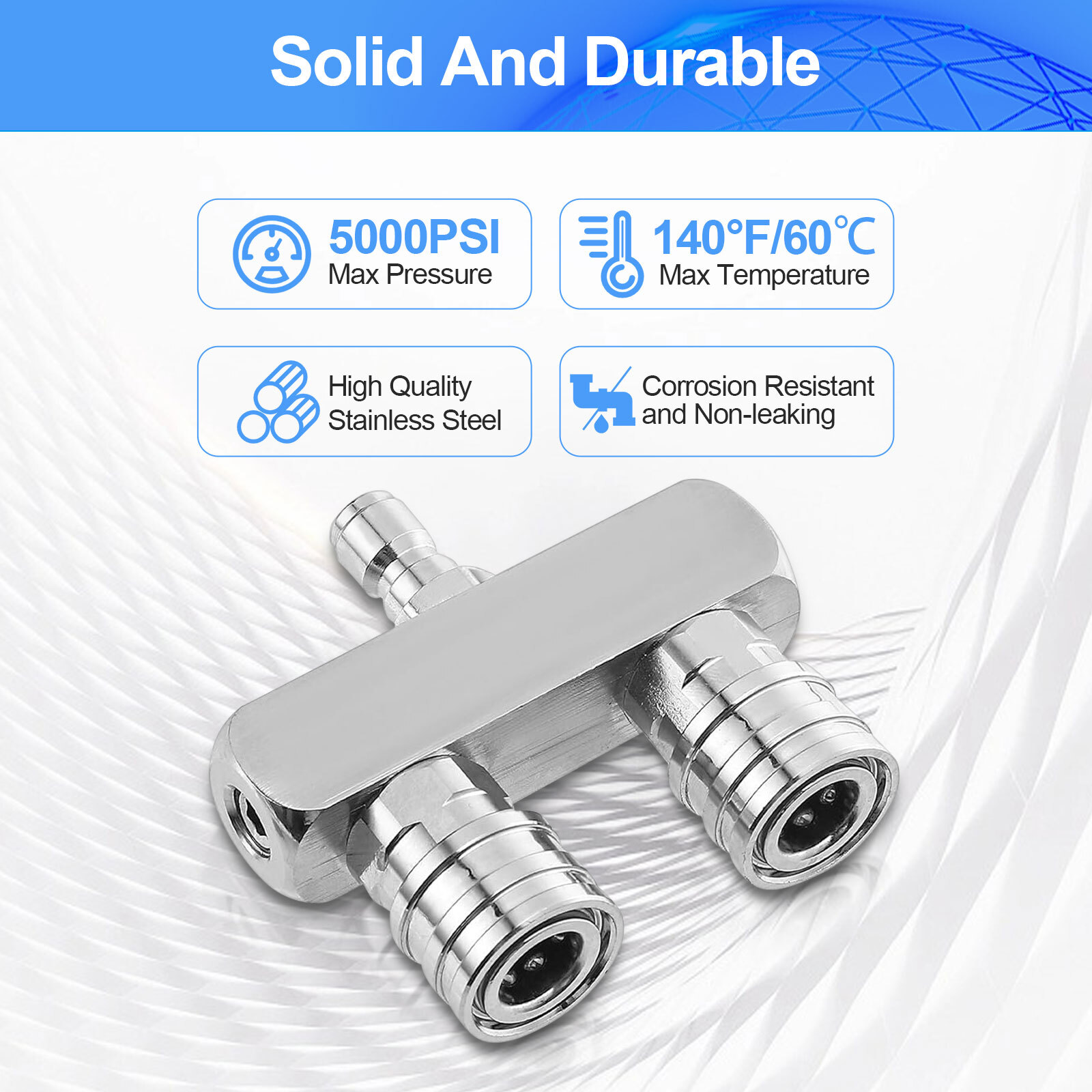 5Pcs 5000 PSI High Pressure Washer Dual Nozzle 1/4inch Quick Connect Spray Tip