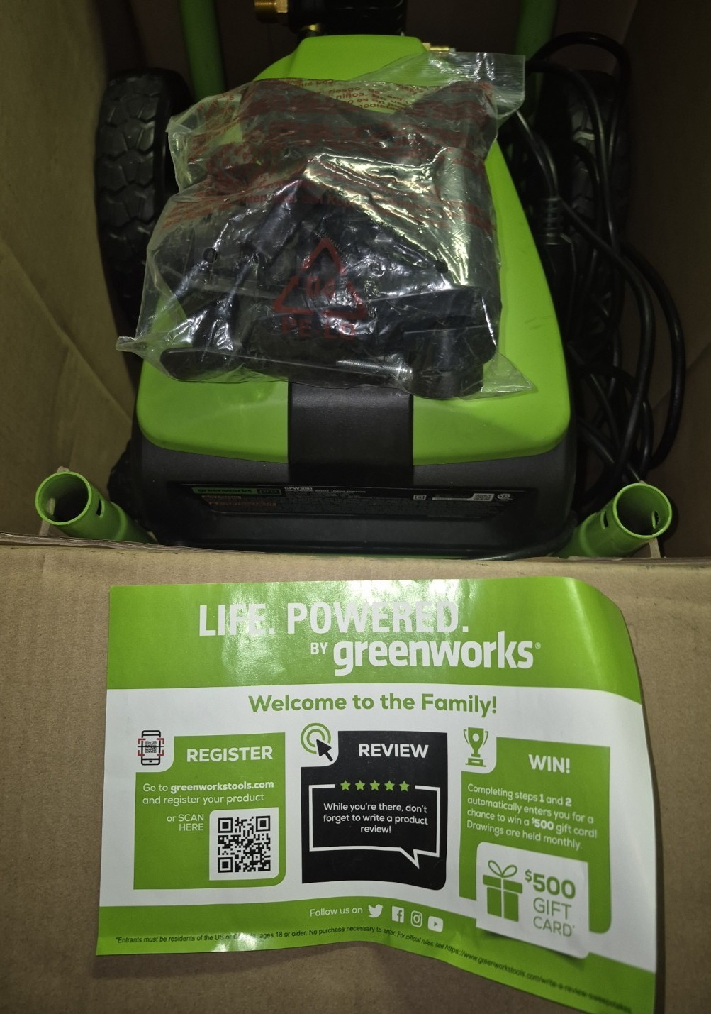 GREENWORKS ELECTRIC PRESSURE WASHER GPW3001 – LIGHTLY USED?