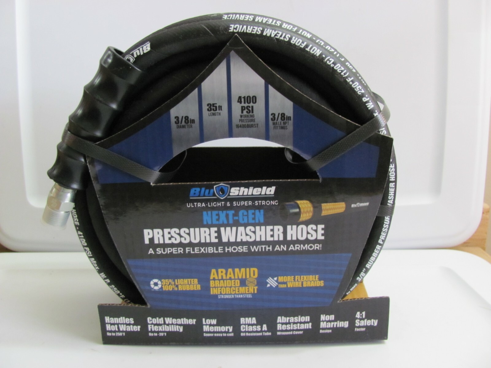 Pressure Washer Hose BluShield 3/8″ x 35ft 4100PSI Made With Kevlar