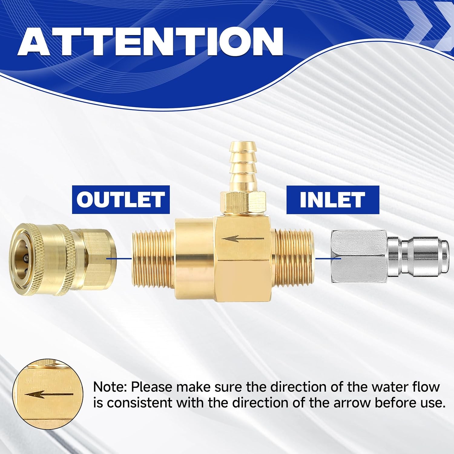 Downstream Chemical Injector Kit for Pressure Washer 3/8″ Quick Connect 10ft Hos