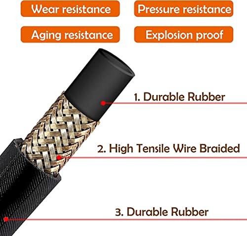 25FT Pressure Washer Hose with 3/8 Inch Quick Connect, High Tensile Wire 25 FT