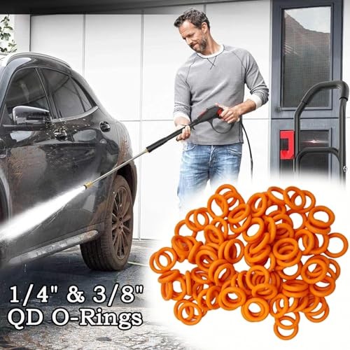 Pressure Washer O-Ring Kit 100PCS, 1/4” Red + 3/8” Gray Quick Connect Seals,