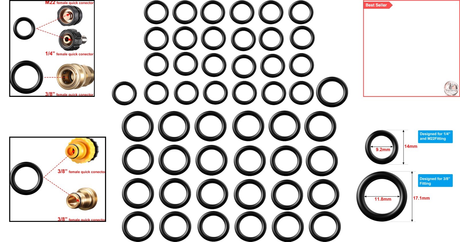 50-Piece Universal Pressure Washer O-Ring Set