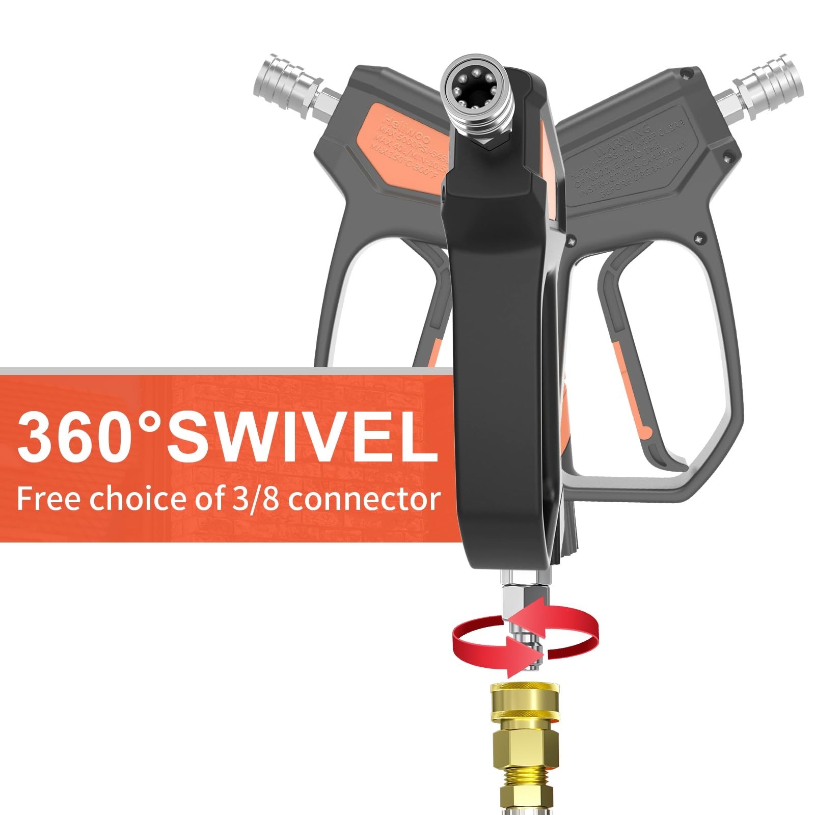 High-Pressure Washer Gun 5000 PSI, 10.5 GPM, 3/8″ Swivel Plug, M22 Fittings, 5 N