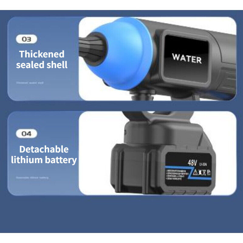 300W 96VH Portable Cordless Water Spray Gun High Pressure Car Washer Cleaner New