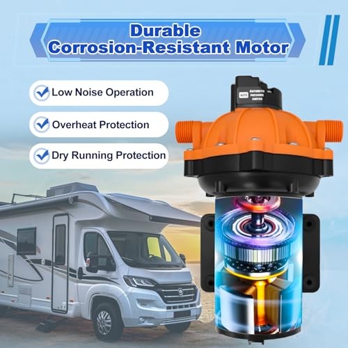 Upgraded 5.5 GPM 70 PSI Washdown Deck Wash Pump 12V RV Fresh Washdown Pump Kit