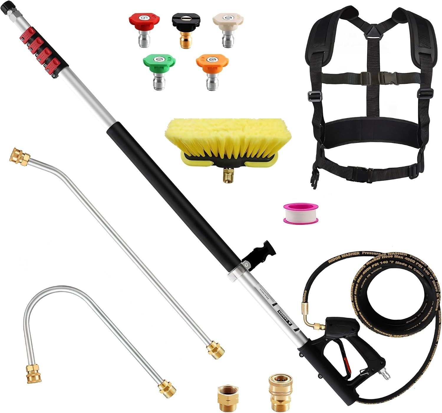Lightweight 24 Feet Pressure Washer Extension Wand Ideal for Hard to Areas