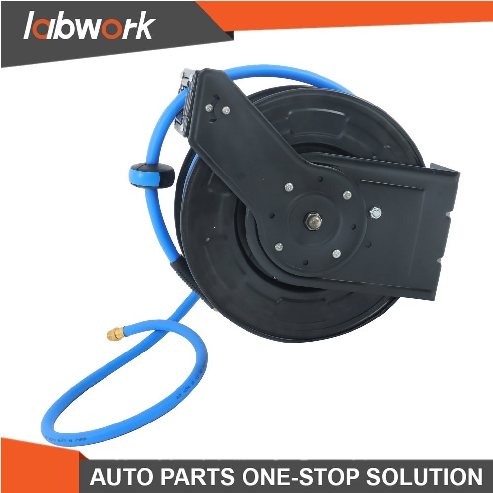 Labwork Double Arm Hose Reel With 1/2” x 50′ Premium Rubber Hose Retractable