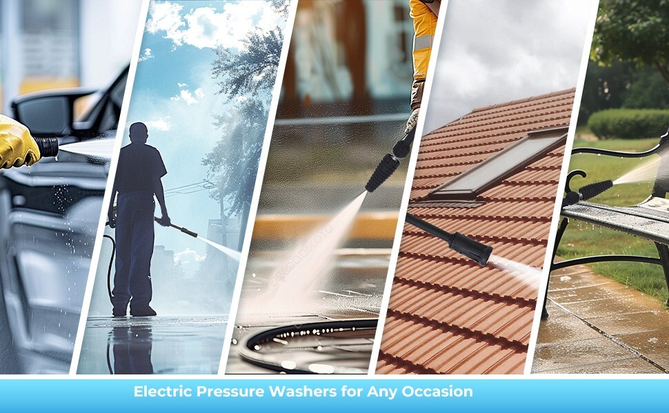 1600PSI Electric High Pressure Washer 360°Adjustment Nozzle for Car Yard 1.71GPM
