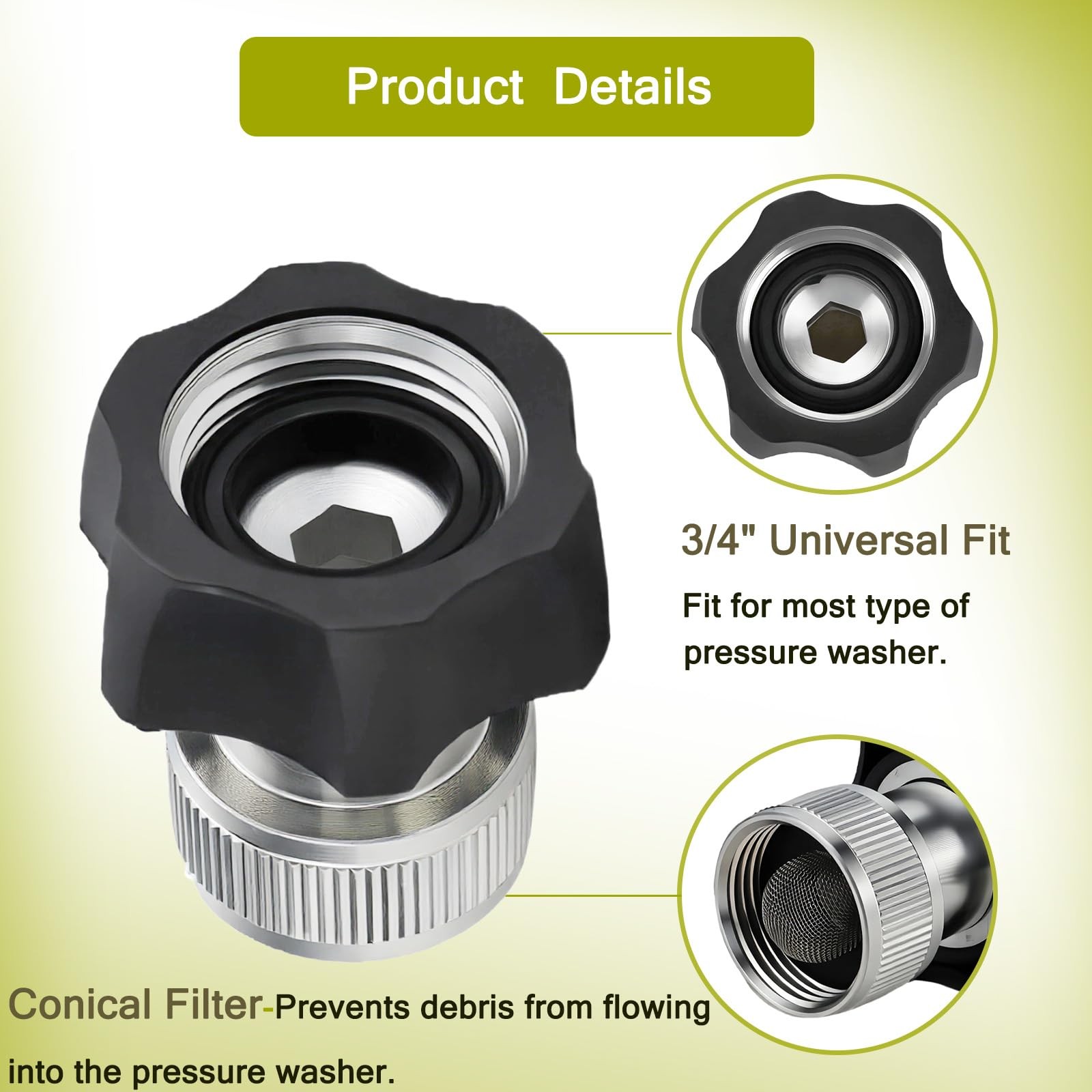 2 PCS 3/4 Inch Electric Pressure Washer Coupler Garden Hose Adapter Fits SPX