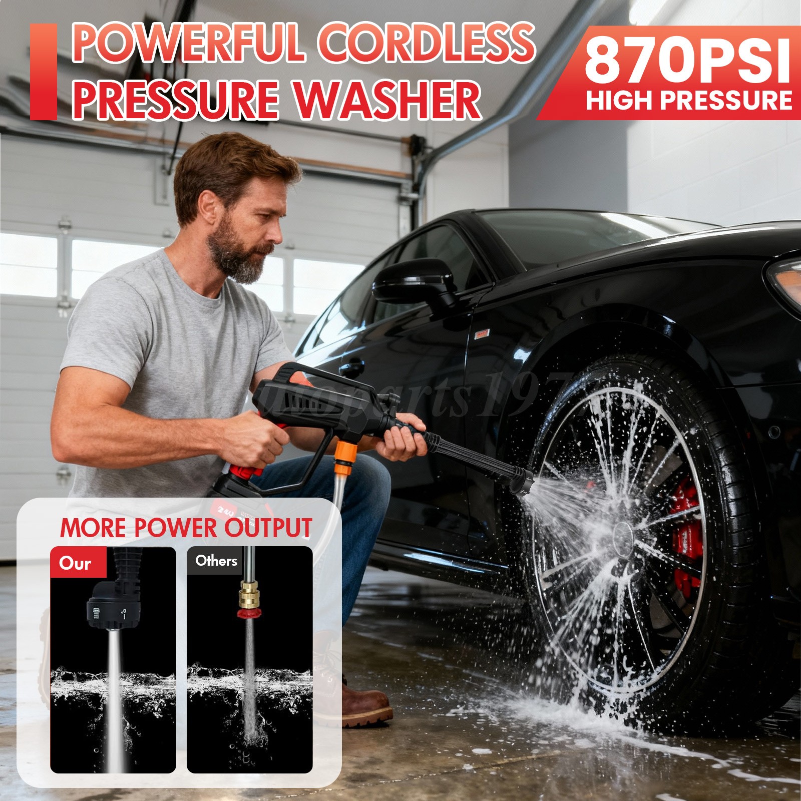 Brushless Portable Cordless Electric Pressure Water Spray Gun Car Washer Tool