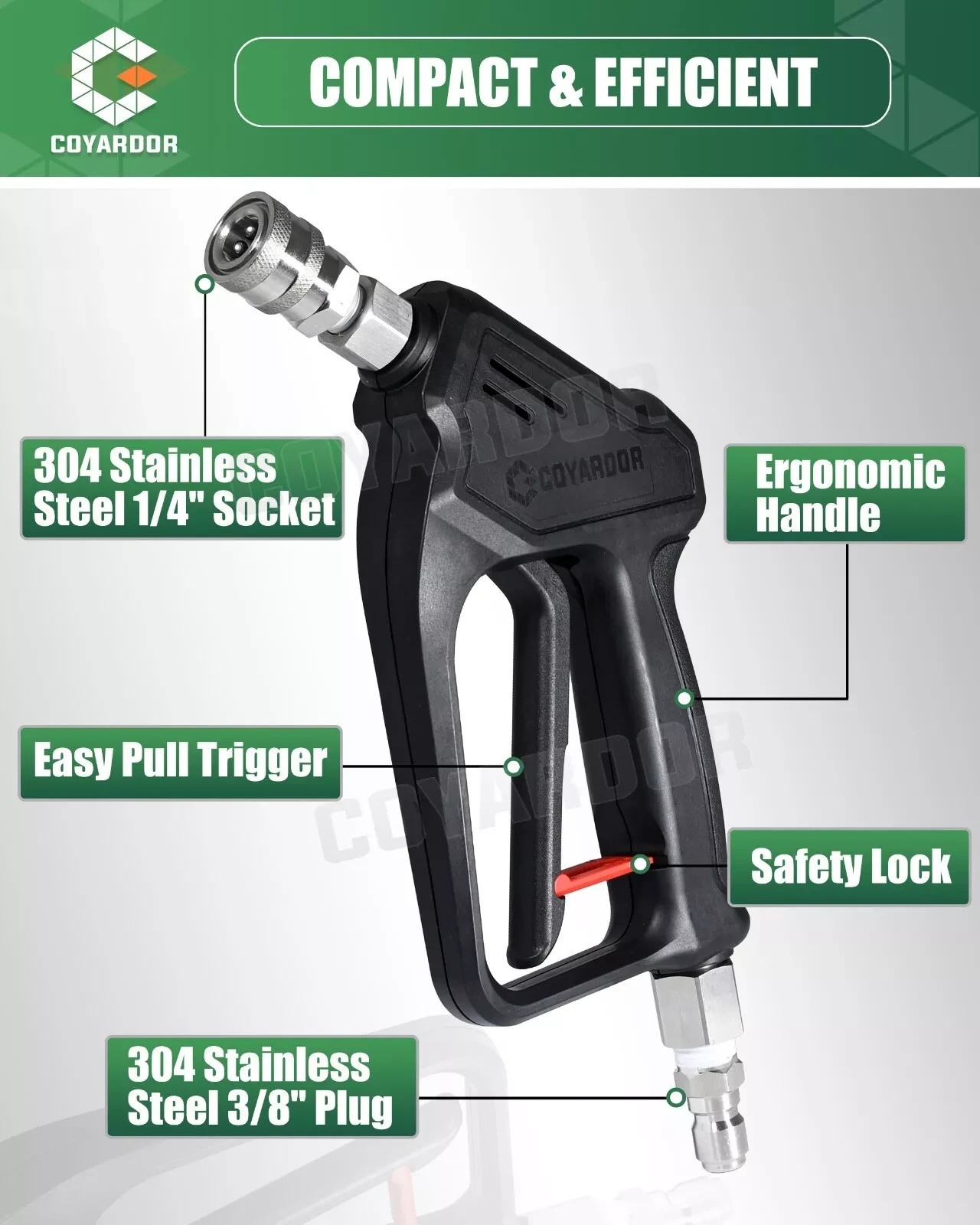 COYARDOR 4000 PSI Power Wash Gun M22-14mm Quick Connect Swivel 3.8″ Plug 6.8 GPM
