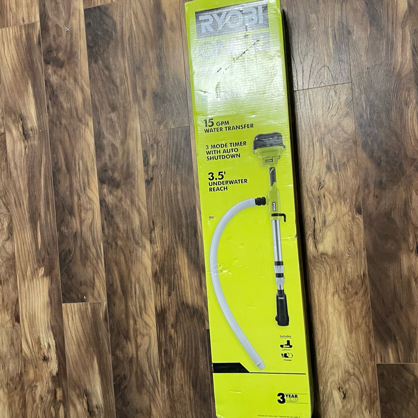 Ryobi ONE+ 18V Cordless 1/6 HP Telescoping Pole Pump 2.0 Ah Battery and Charger