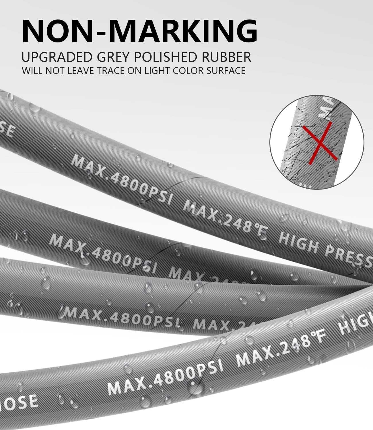 Ultra-Flexible 50FT Pressure Washer Hose 3/8″ – Steel Braided, 4800 PSI Rating