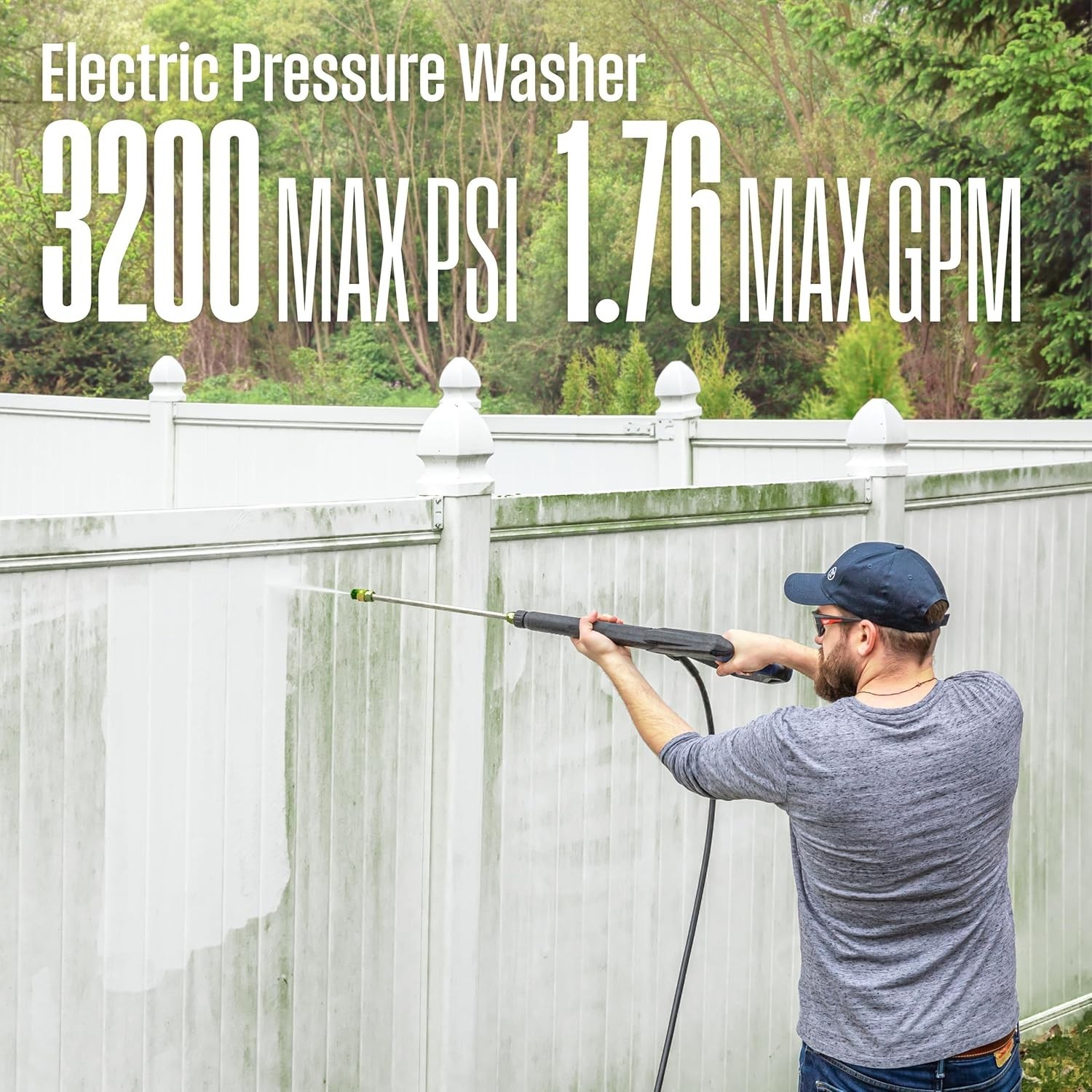 WPX3200e Electric Pressure Washer, 3200 PSI and 1.76 Max GPM, Induction Motor