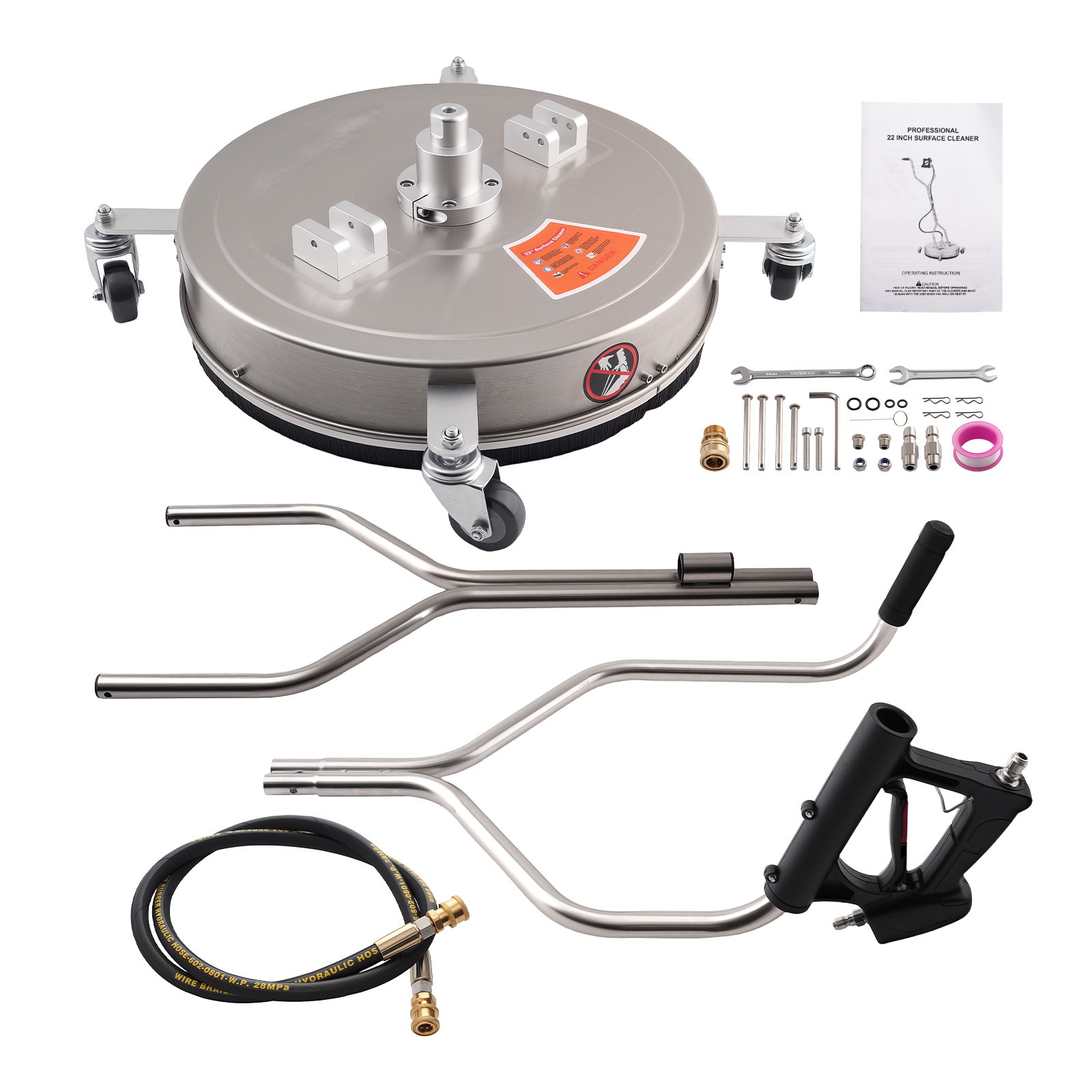 22 Inch Pressure Washer Surface Cleaner 4200 PSI Driveway Tool w/ Dual Handle
