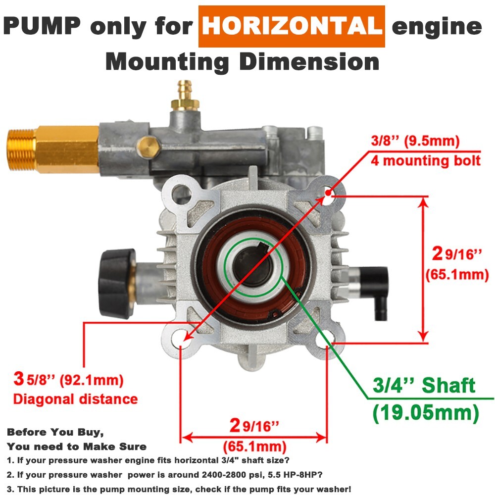 3000 PSI Power Pressure Washer Water Pump Simpson MS-60763 3/4 FREE KEY