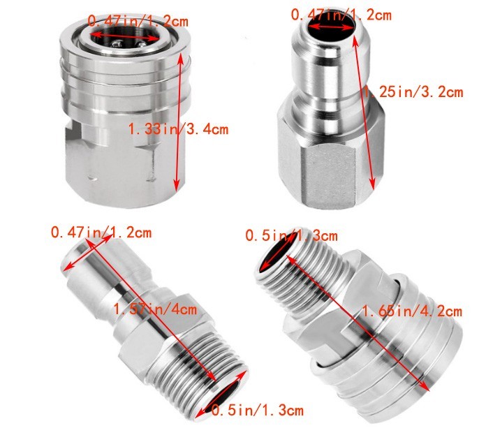 4Pcs NPT 1/4 Inch Pressure Washer Adapter Stainless Steel Quick Connect Fitting