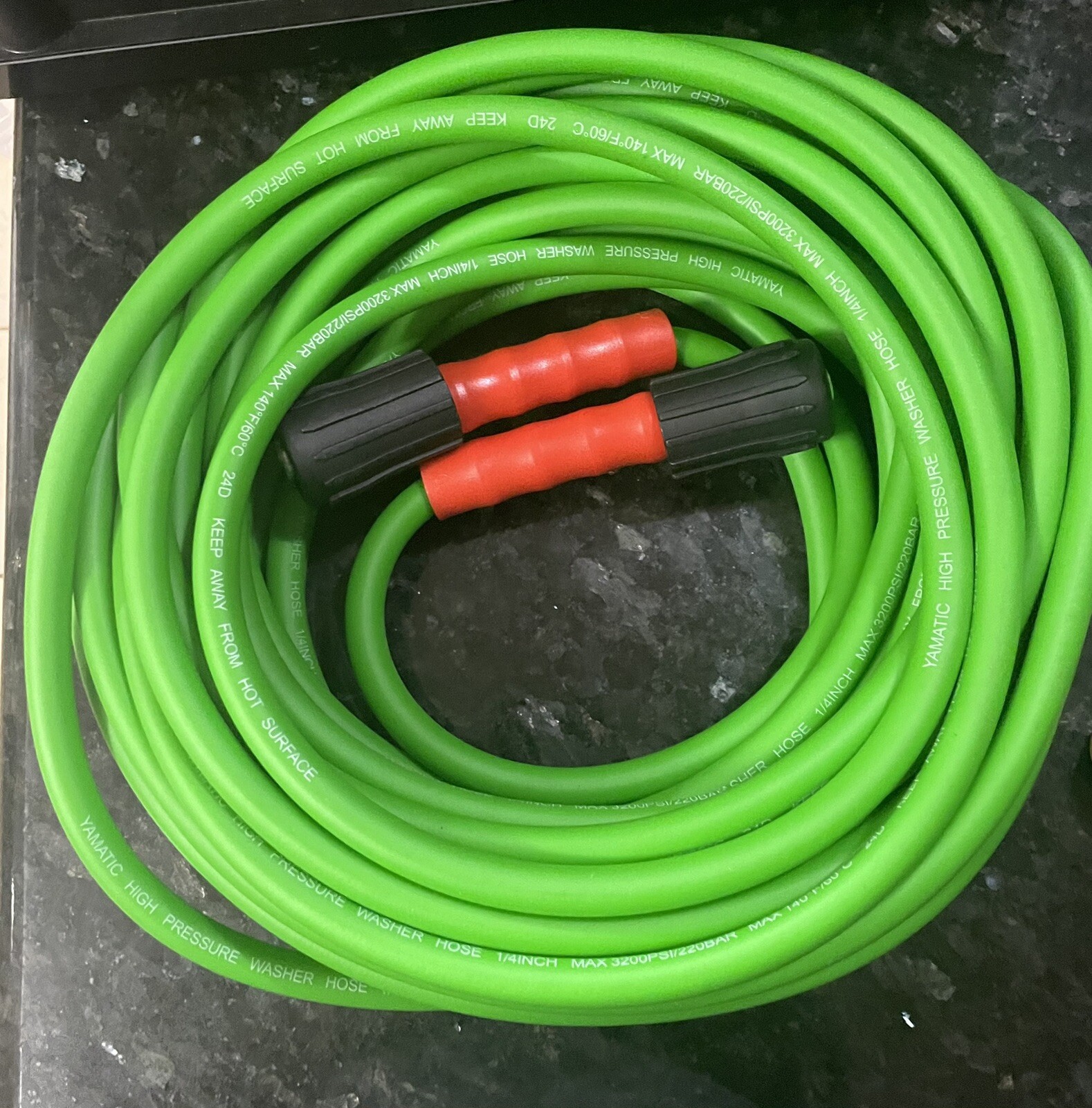 YAMATIC High Pressure Washer Hose 50 Foot 1/4 3200PSI M22-14mm X 3/8” Adapters