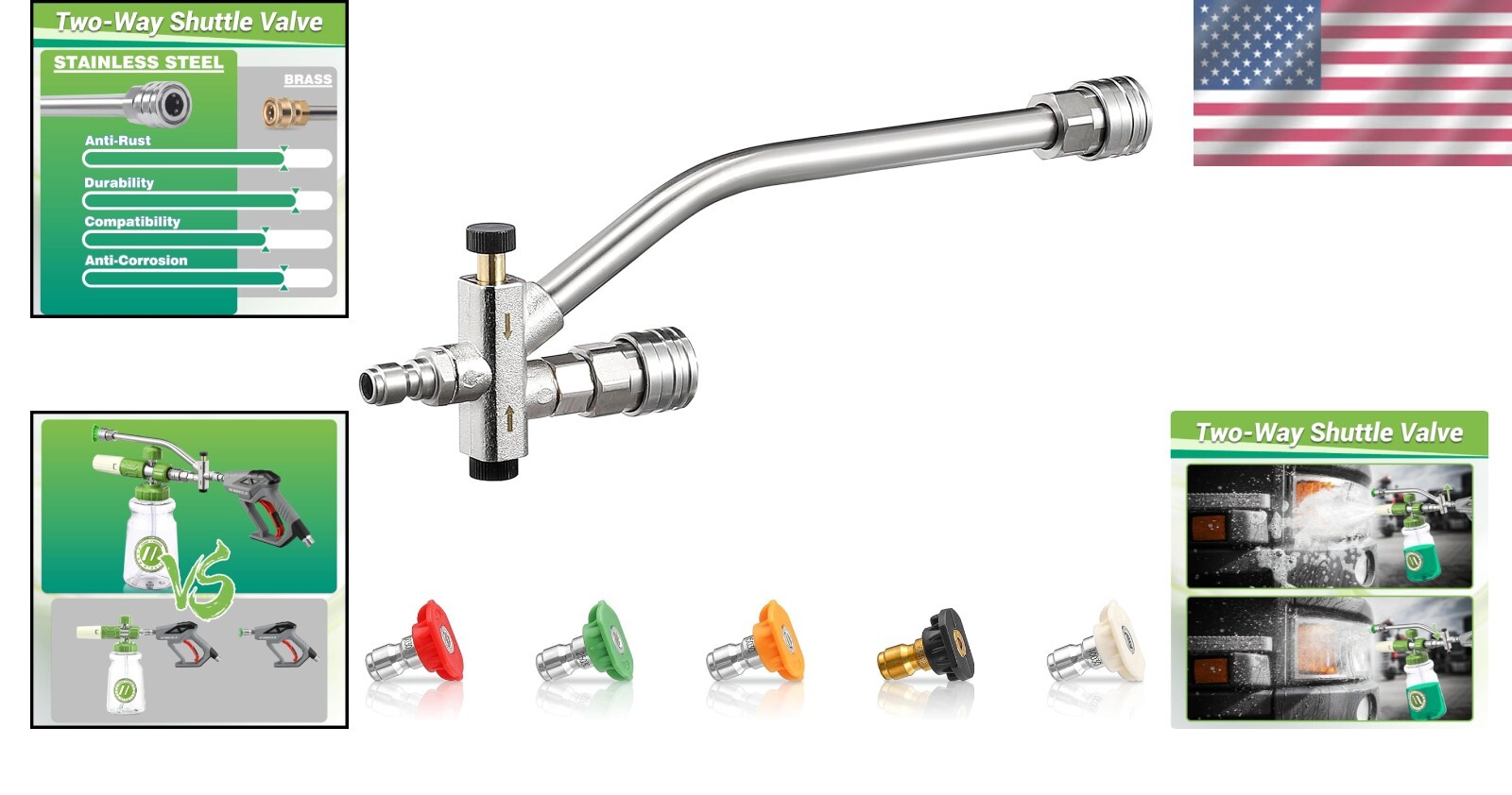 Efficient Dual-Lance Pressure Washer Wand: Switch Between Foam & Water Easily