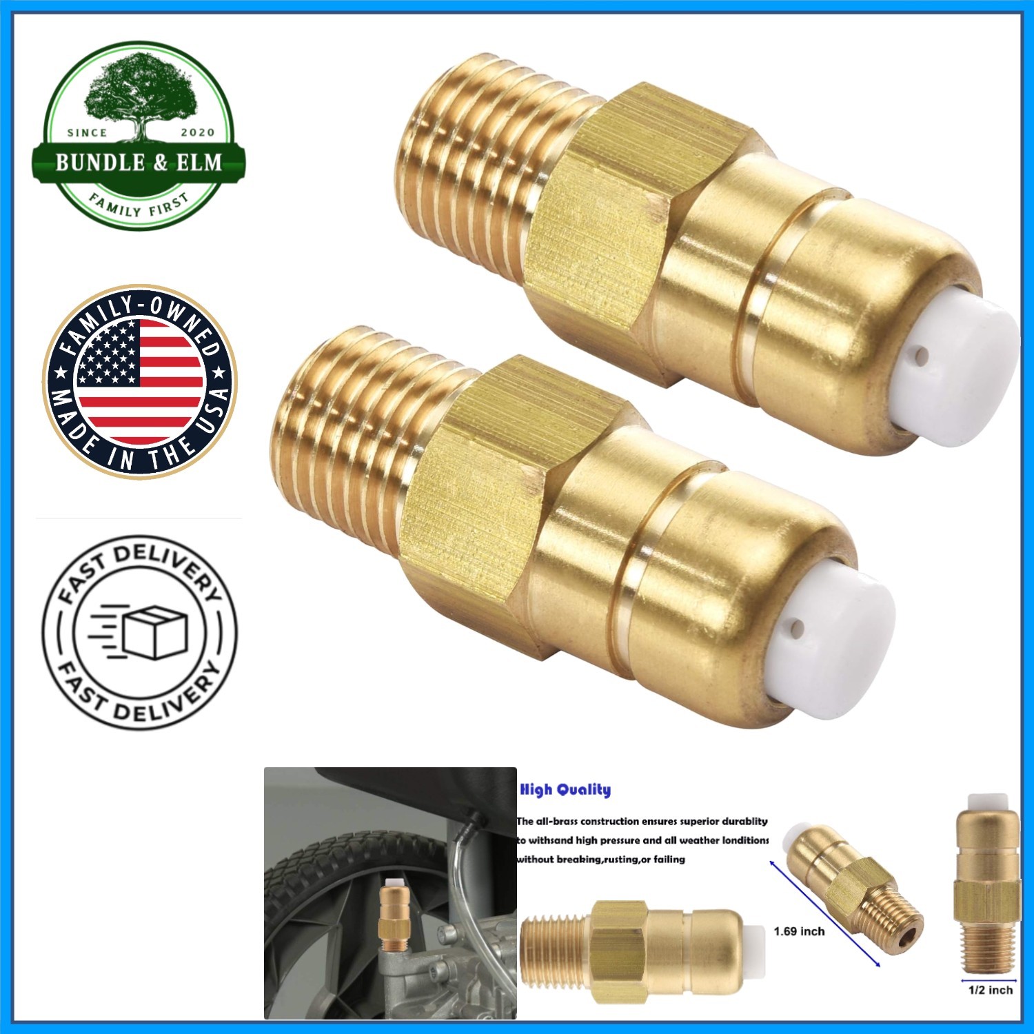 Thermal Relief Valve, 1/4 Inch NPT for Safe Pressure Washer Operation, 2 Count