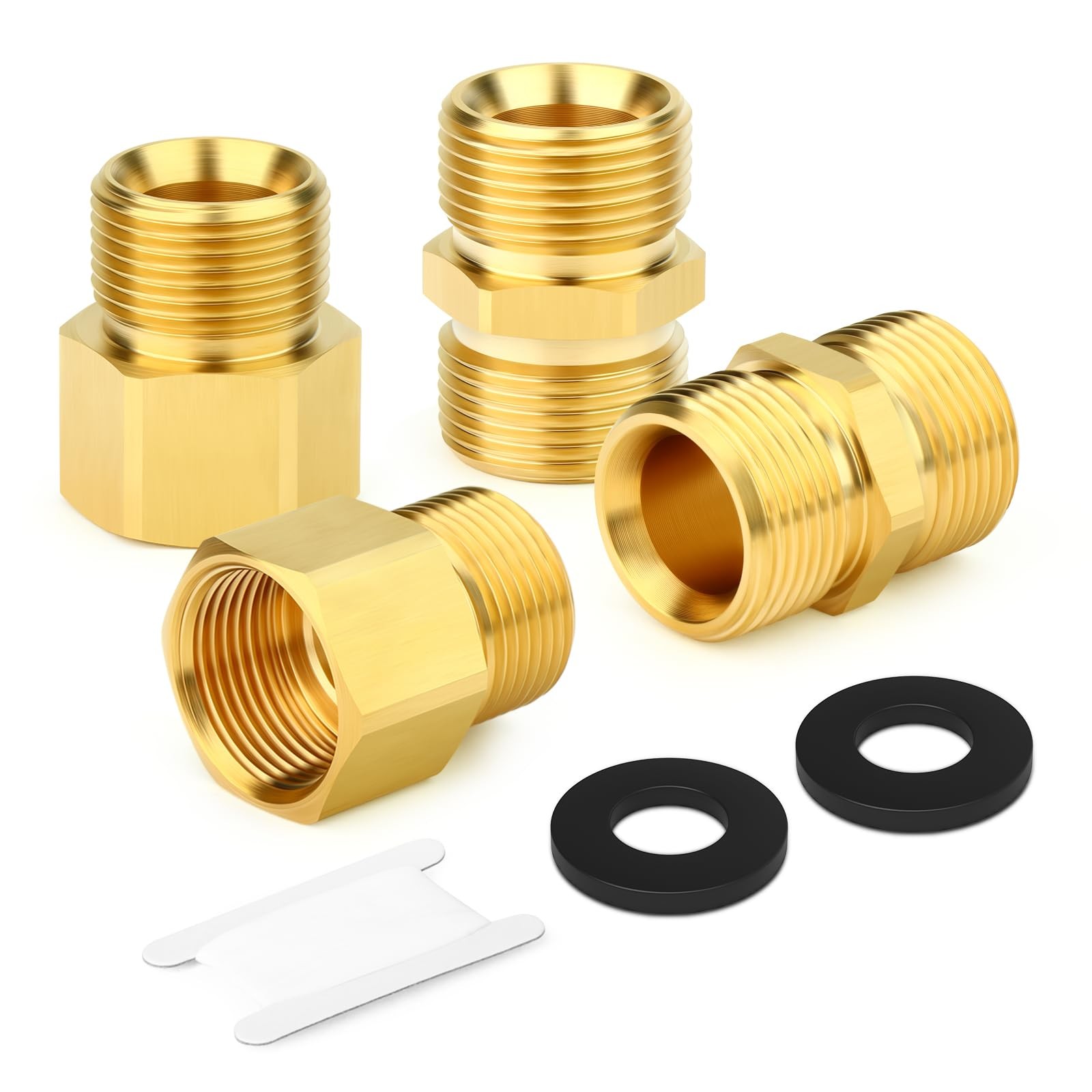 4 PCS Brass M22 Pressure Washer Fitting 14mm Male Female Hose Connector