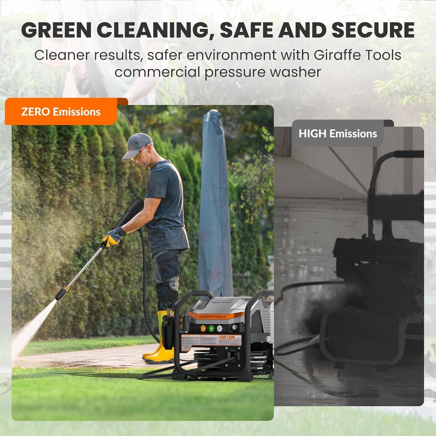 Giraffe Tools Retractable Pressure Washer Ultra Flow Max 2.6GPM Brushless Motor