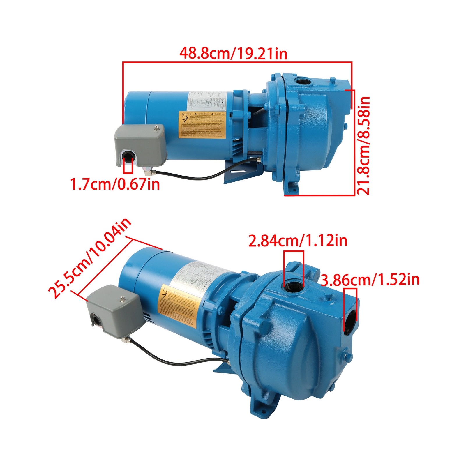 LABLT 115/230v Cast Iron 1/2 HP J5S Shallow Well Jet Pump Single Phase 3450RPM