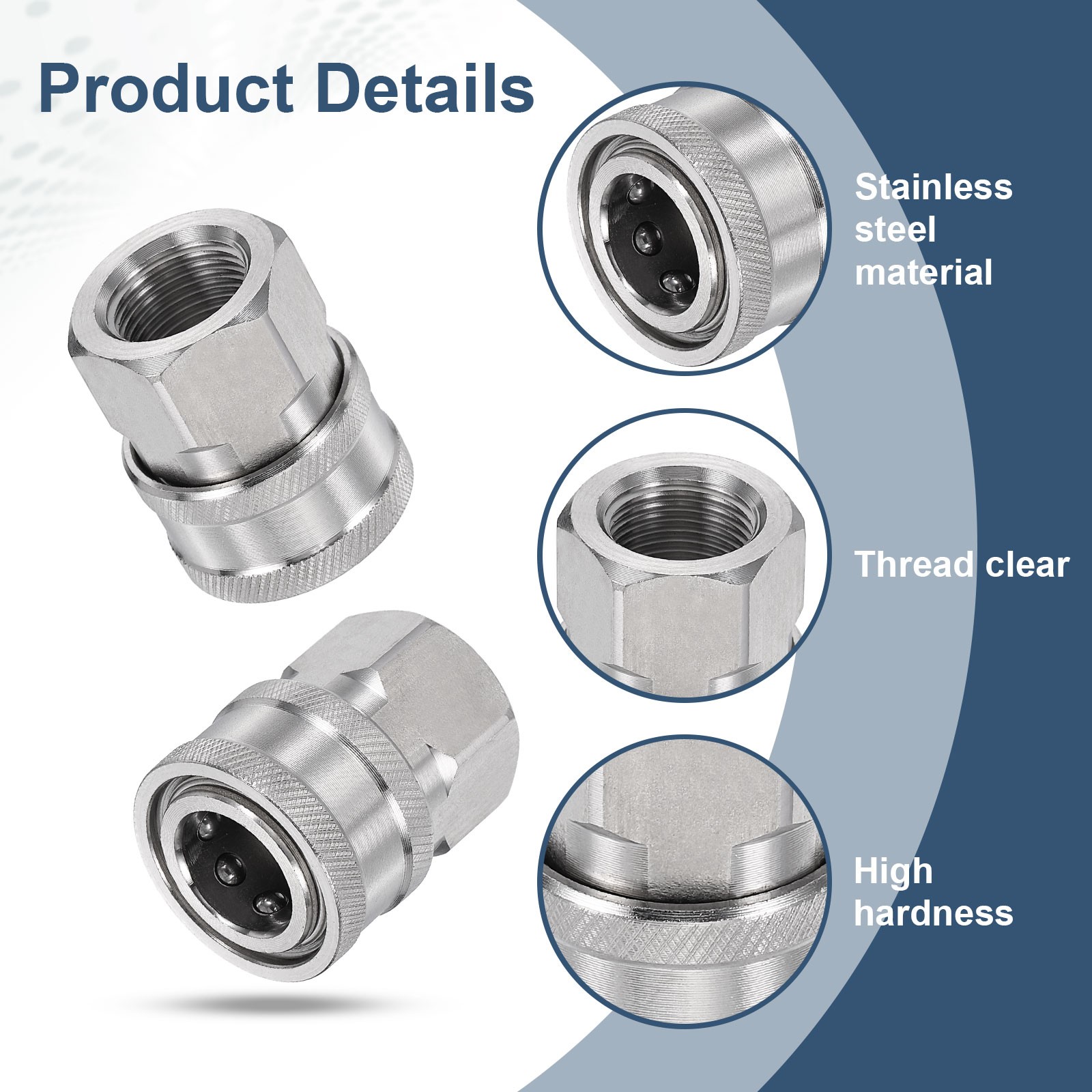 Pressure Washer Adapter, 3/8″ Female Quick Plug to g 3/8″ Female Fittings