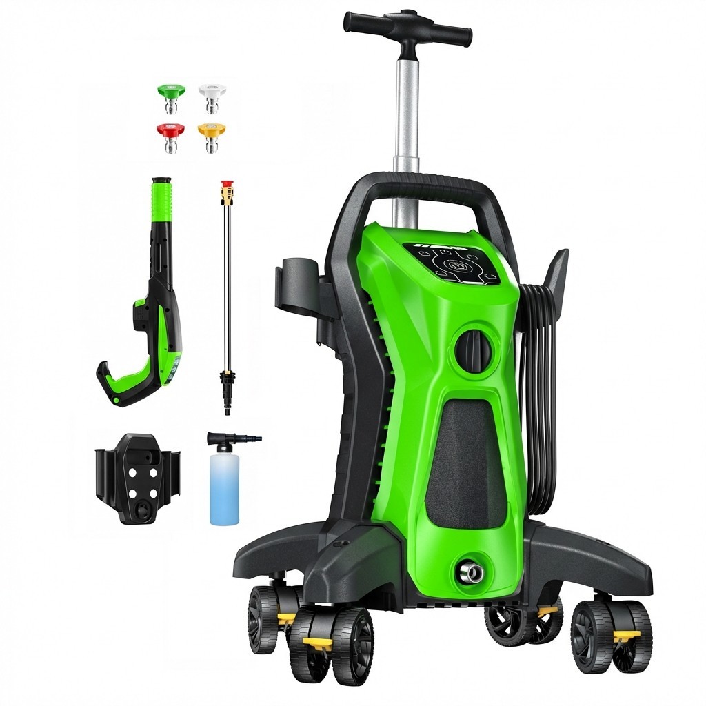 Pressure Washer 4500PSI 3.9GPM, 15-Level Touch, 4 Wheels, 4 Nozzles, for Car