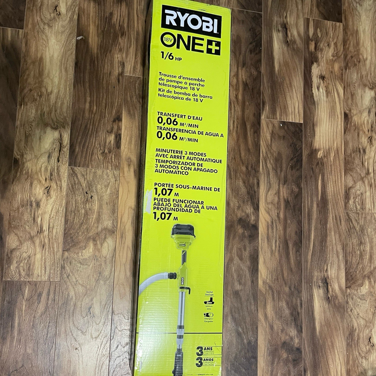 Ryobi ONE+ 18V Cordless 1/6 HP Telescoping Pole Pump 2.0 Ah Battery and Charger