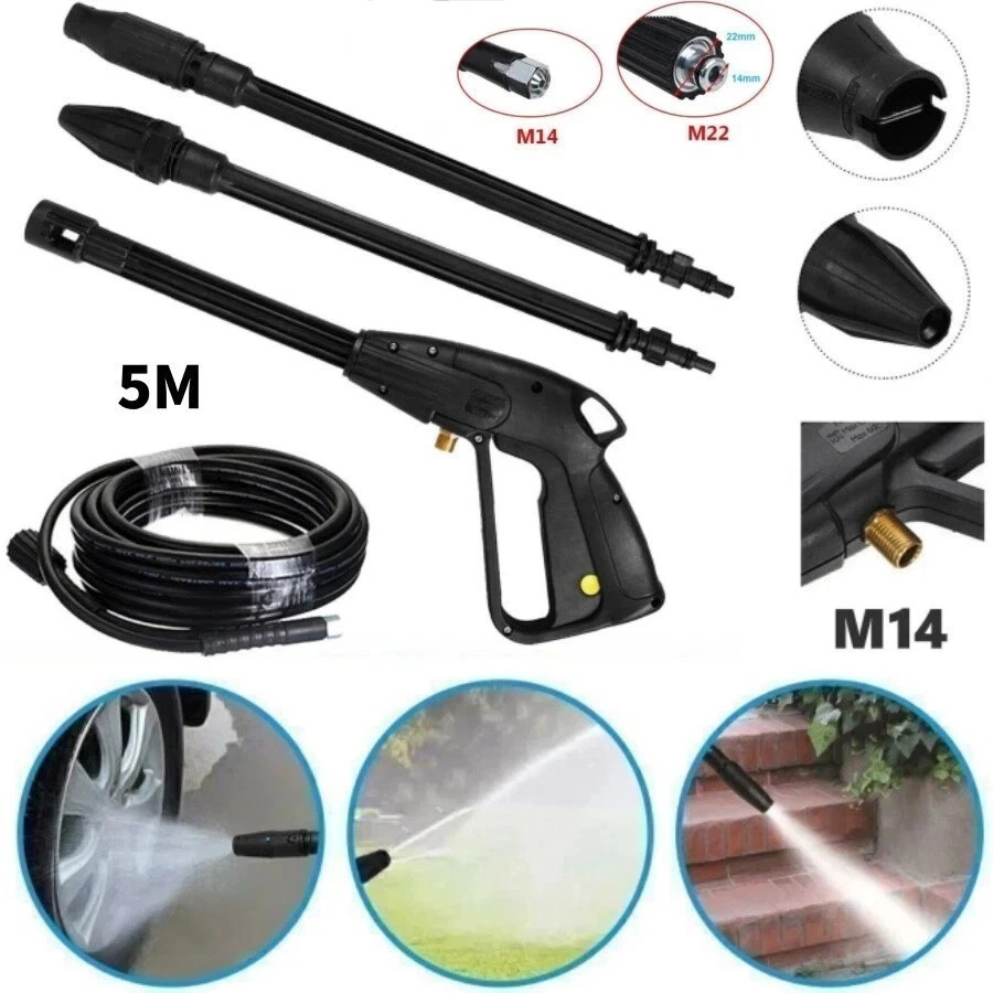 5800PSI High Pressure Car Power Washer Gun Spray Wand Lance Nozzle + Hose Kit