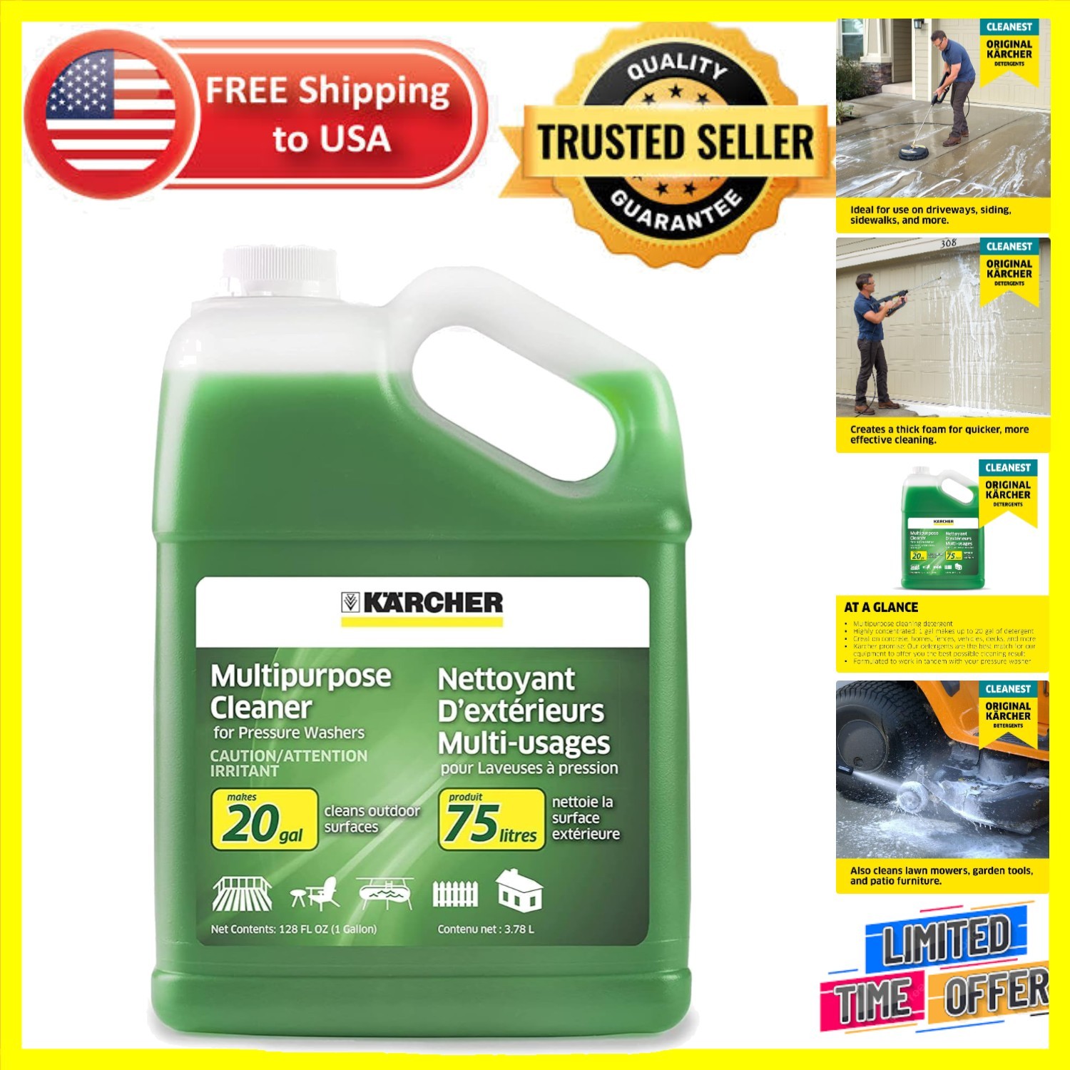 Kärcher Detergent – 128 Fl. Oz. Liquid Cleaner for Eco-Friendly Pressure Washing