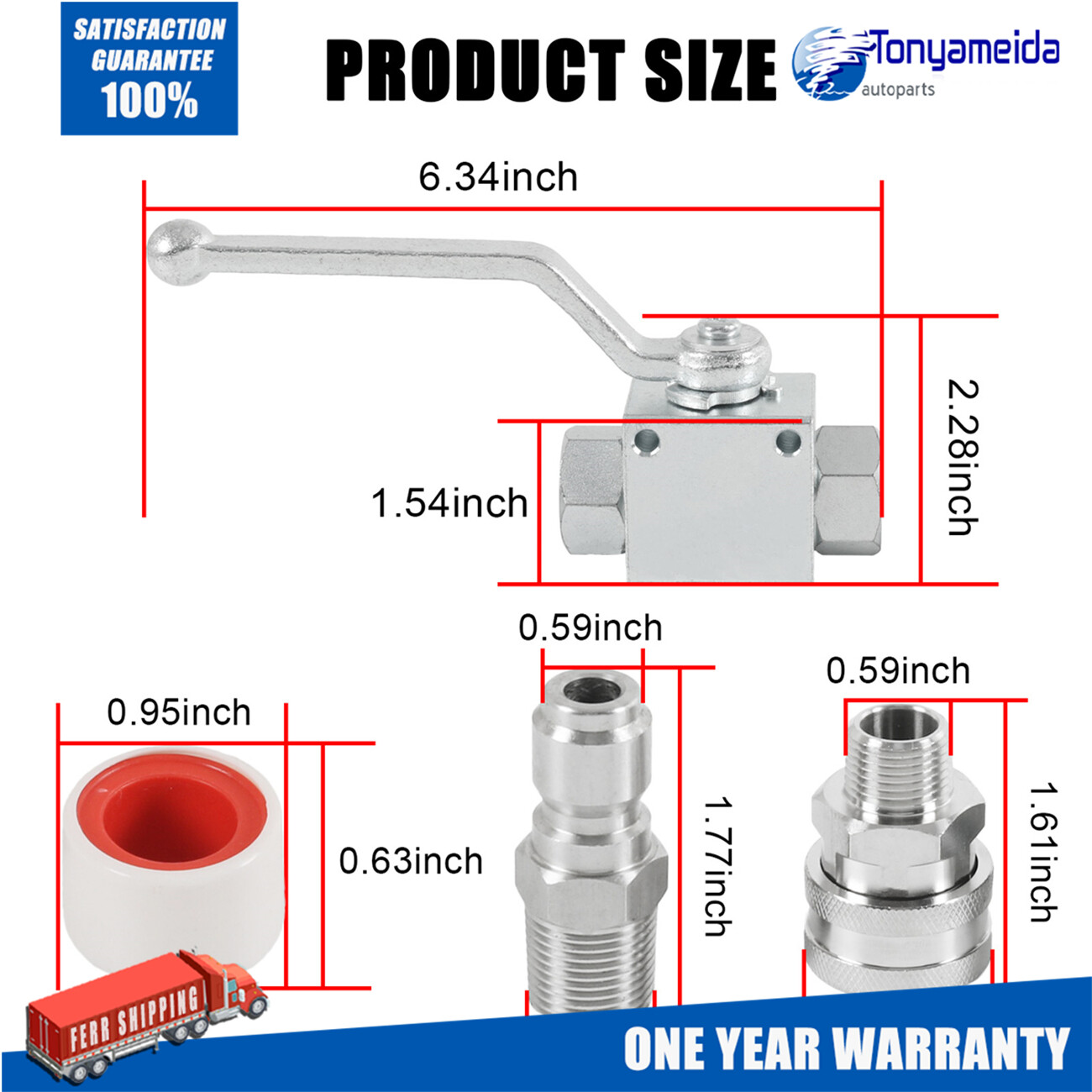 3/8″ Ball Valve for Pressure Washers Max 4500 PSI 3/8″ fitting Female Out