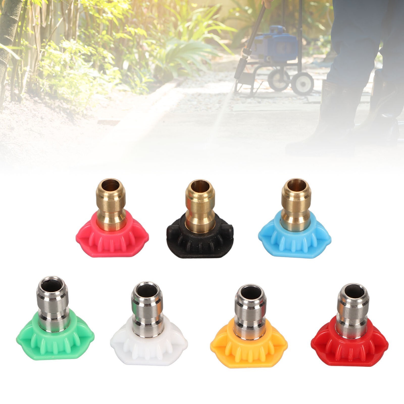 High Pressure Water Gun Nozzle 1/4 Inch 7 Colors Fan Shaped Multifunctional