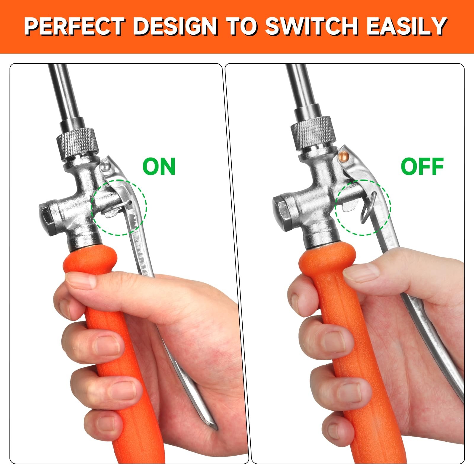Sprayer Wand with 3 Different Types of Nozzles, 16 x 4 x 1 inches, Orange