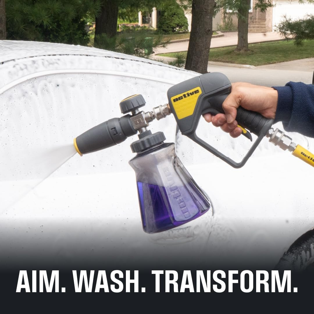 Active Foam Cannon with ¼ Inch Quick Connector for Electric and Gas Pressure Was