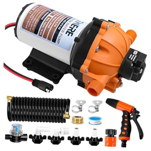 Upgraded 5.5 GPM 70 PSI Washdown Deck Wash Pump 12V RV Fresh Washdown Pump Kit