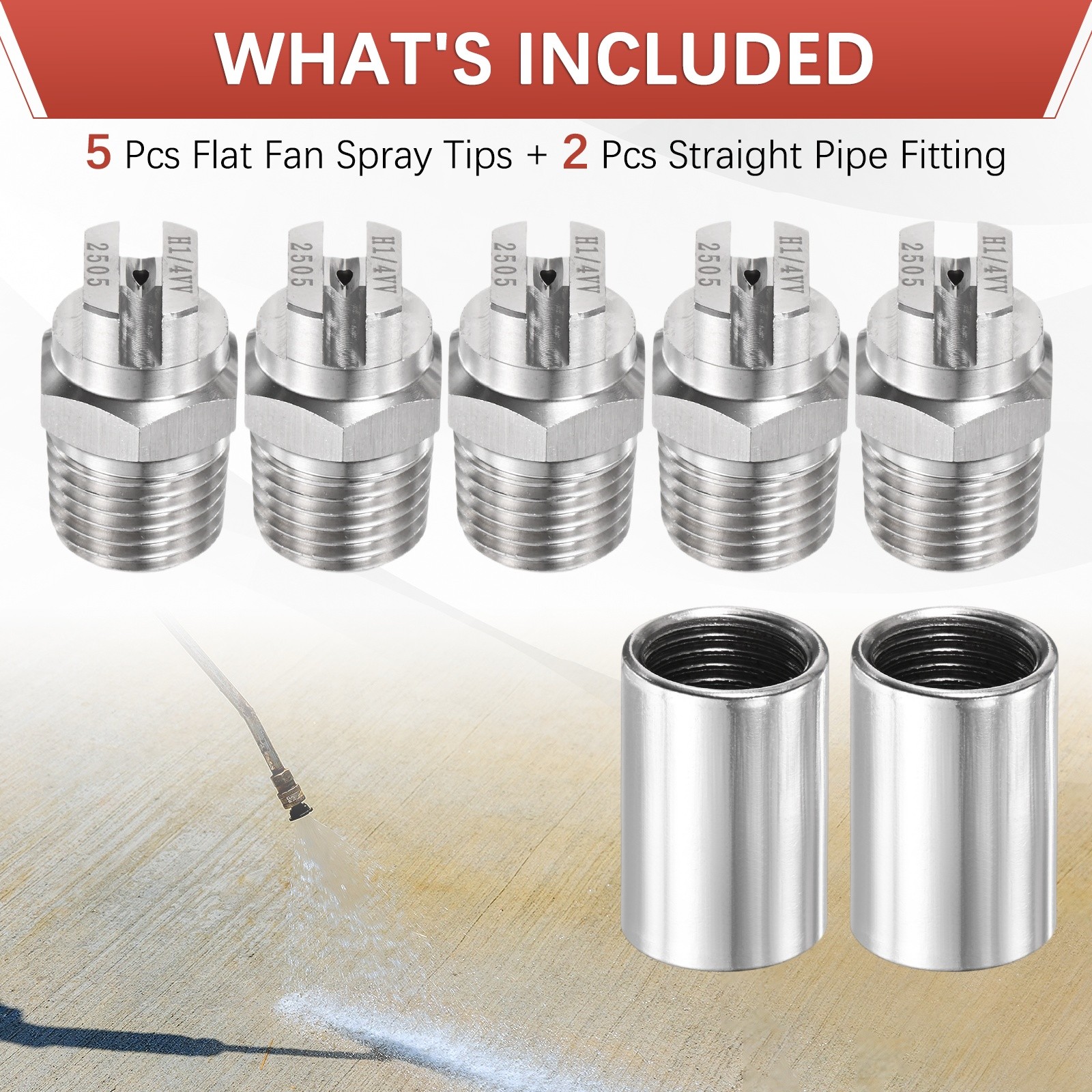 1/4″BSP 25° Flat Fan Spray Tip [7PCS] – High Pressure Washer Nozzles [1.4MM]